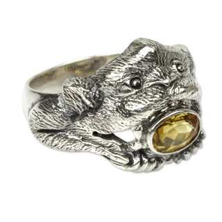 Handcrafted Sterling Silver 'Monkey Glam' Citrine Ring (Indonesia)