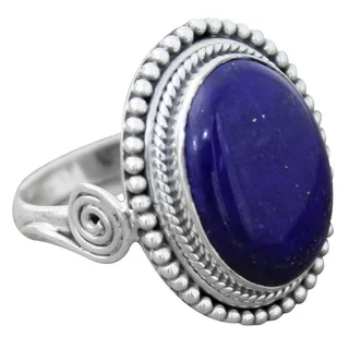 Sterling Silver 'Royal Blue Glow' Lapis Lazuli Ring (India)