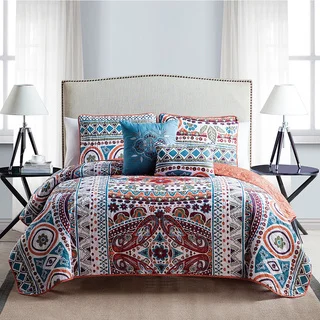 VCNY Natasha 5-Piece Reversible Quilt Set with 2 Decorative Pillows
