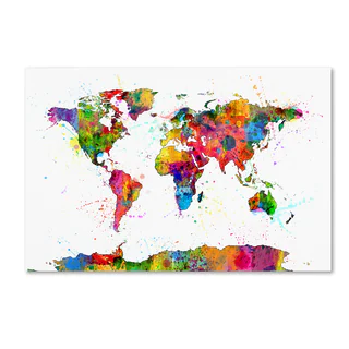 Michael Tompsett 'Map of the World Watercolor' Canvas Wall Art
