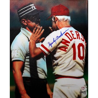 Sparky Anderson Autographed Sports Memorabilia Painting by Gary Longordo