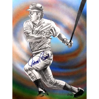 Johnny Bench Autographed Sports Memorabilia Painting by Gary Longordo
