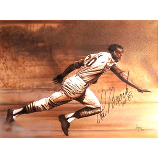 Lou Brock Autographed Sport Memorabilia Painting by Gary Longordo