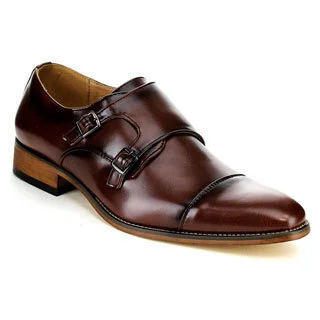Beston EA28 Men's Double Monk Strap Slip-on Dress Shoes