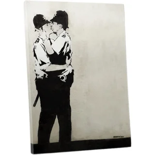 Banksy 'Kissing Cops' Gallery Wrapped Canvas Wall Art