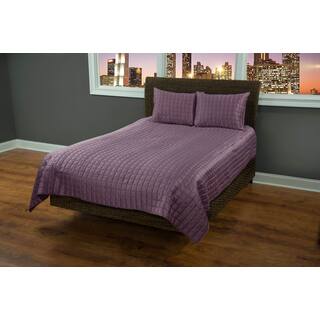 Rizzy Home Satinology Purple 3-piece Quilt Set