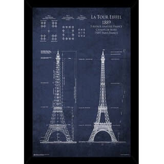 Eiffel Tower Blueprint with Contemporary Poster Frame (24 x 30)