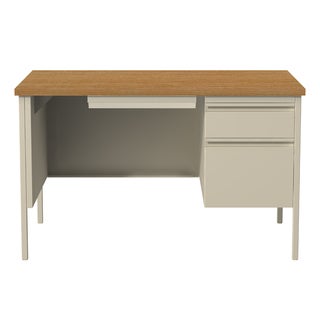 30 x 48-inch Tan Steel Right Single Pedestal Desk