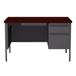 30 x 48-inch Charcoal/Mahogany Steel Right Single Pedestal Desk