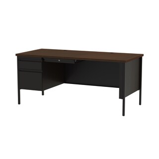 30 x 66-inch Black/Walnut Steel Left Single Pedestal Desk