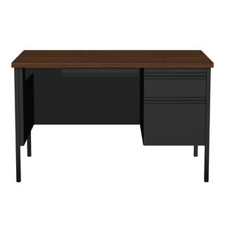 30 x 48-inch Black/Walnut Steel Right Single Pedestal Desk