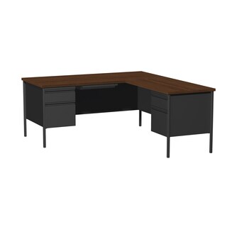 66 x 72-inch Black Steel Pedestal Desk with Right Return
