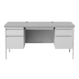 30 x 60-inch Steel Gray/Gray Double Pedestal Desk