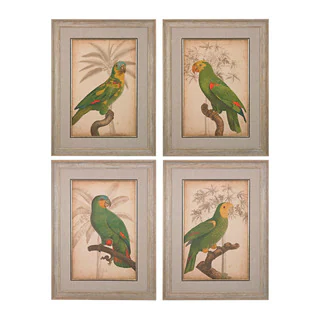 Parrot And Palm I, II, III, IV Fine Art Giclee Under Glass Wall Art