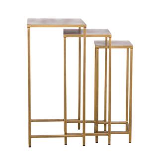 Industrial Modern 3-piece Tall Brass Nesting Tables