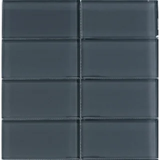 Modwalls Lush Storm Dark Grey 3 x 6-inch Glass Subway Tile