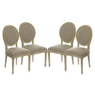 Set of 4 Vintage French Round Upholstered Side Dining Chairs