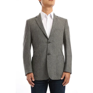 Verno Granillo Men's Charcoal Grey Contrast Stitch Classic Fit Wool Blazer