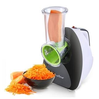 NutriChef PKELS70 White and Green Electric Salad Shooter and Shredder