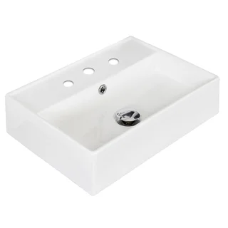 20-in. W x 14-in. D Above Counter Rectangle Vessel In White Color For 8-in. o.c. Faucet