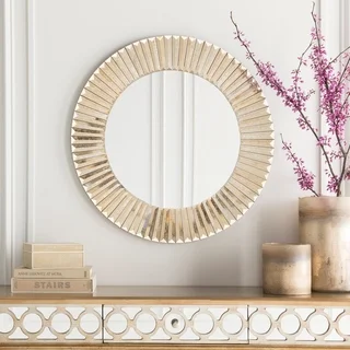 Barnes Wood Framed Small Size Round Wall Mirror