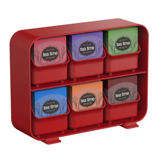 Mind Reader 'Clutch' 6 drawer tea bag holder, Red