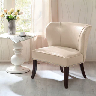 Madison Park Sheldon Concave Back Armless Chair--Ivory