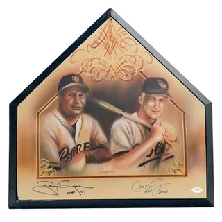 Tony Gwynn and Cal Ripken Autographed Home Plate with Portrait