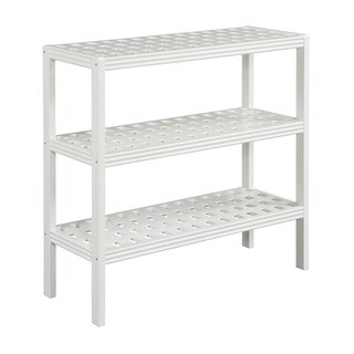 New Ridge Home Beaumont Solid Birch Wood Pure White 3-shelf Large Console
