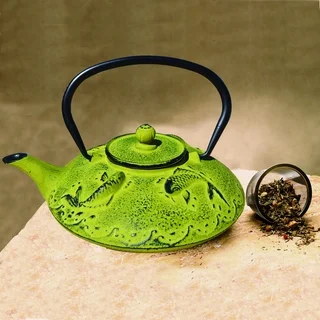 Moss Green Cast Iron "Ogon Koi" Teapot, 25 Ounce