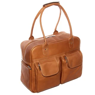 Piel Leather 15-inch Multi-Pocket Satchel Duffel Bag