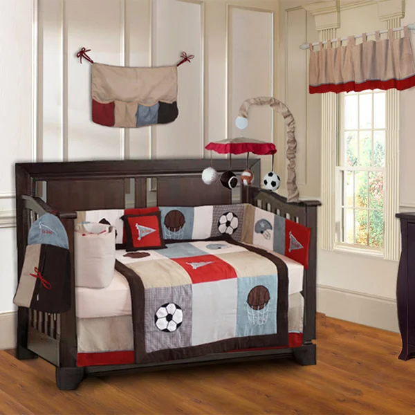 BabyFad Go Team 10-piece Baby Boy Sports Crib Bedding Set with Musical Mobile