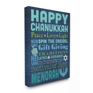 Stupell Happy Chanukah Holiday Typography Art 16 x 20 Canvas