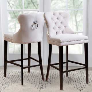 Abbyson Versailles 30-inch Ivory Tufted Barstool