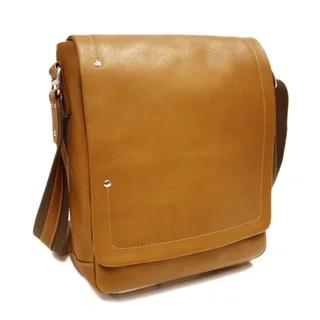 Piel Leather 11-inch Flap-Over Carry-All Vertical Messenger Bag