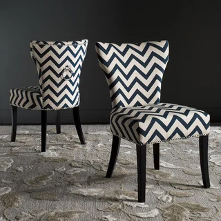 Safavieh En Vogue Dining Jappic Chevron Navy/White Ring Side Chairs (Set of 2)