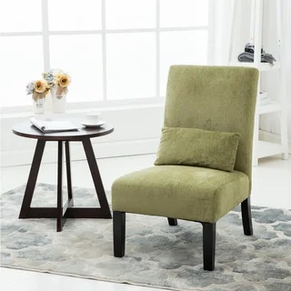 Pisano chenille Fabric Armless Contemporary Accent Chair with Matching Kidney Pillow