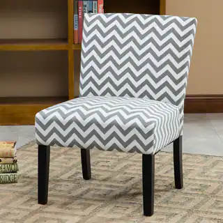 Botticelli Grey Wave Print Fabric Armless Contemporary Accent Chair