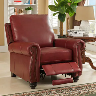 Lenox Red Premium Top Grain Leather Recliner Chair