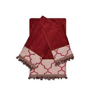 Austin Horn En'Vogue Ascot Ruby Red 3-piece Decorative Embellished Towel Set