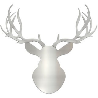 Adam Schwoeppe 'Silver Buck' Large Metallic Silver Deer Silhouette Art Wall Sculpture