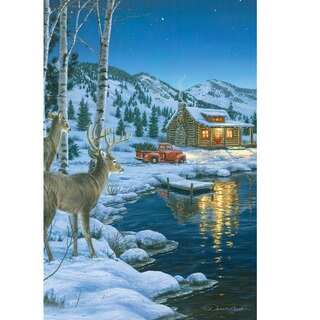 Rivers Edge LED Wall Art Cabin with Deer 24-inch x 16-inch