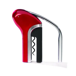 Metrokane Houdini Vertical Corkscrew with Foil Cutter and Extra Spiral, Metallic Red