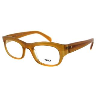 Fendi Unisex FE 867 216 Transparent Amber Plastic Rectangle Eyeglasses