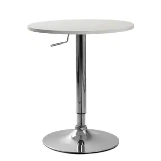 Cumar White Adjustable Height Wood and Chrome Metal Bar Table