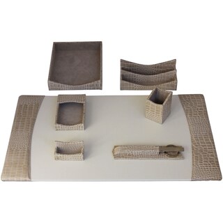 Protacini Italian Patent Leather 7-Piece Desk Set