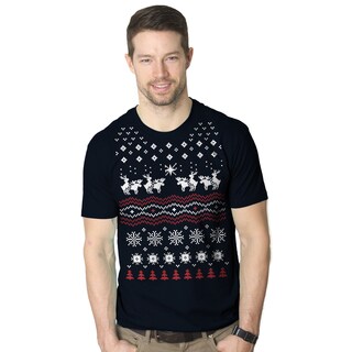 Humping Moose Funny Ugly Christmas Sweater Holiday Navy Cotton T-shirt