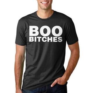 Men's Boo B*tches Funny Halloween Ghost Black Cotton T-shirt