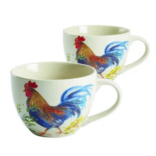 Paula Deen(r) Dinnerware Garden Rooster 2-Piece Stoneware Beverage Mug Set, Print