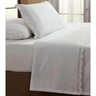 Bella White Ruffled Crochet Pillowcases (Set of 2)
